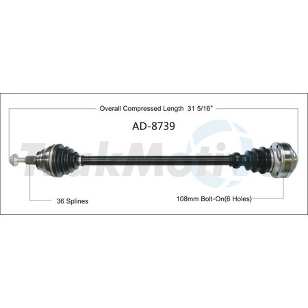 Surtrack Axle Cv Axle Shaft, Ad-8739 AD-8739